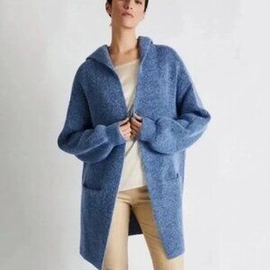Beryll Cropped Cashmere Coat — Denim Blue